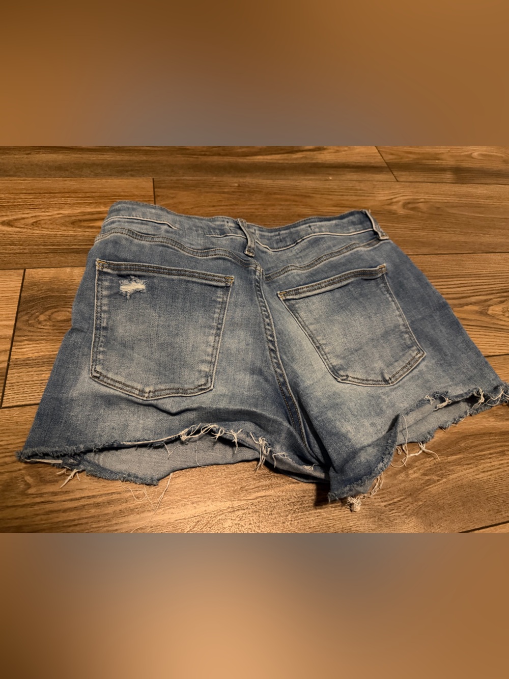 2 pairs: Light Blue and Dark Blue Distressed Denim Women's Shorts - Picture 7 of 7